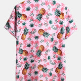 Pineapple Palm Tree Print Button Up Shirt