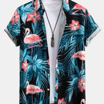 Flamingo Tropical Print Shirt & Swin Shorts Set