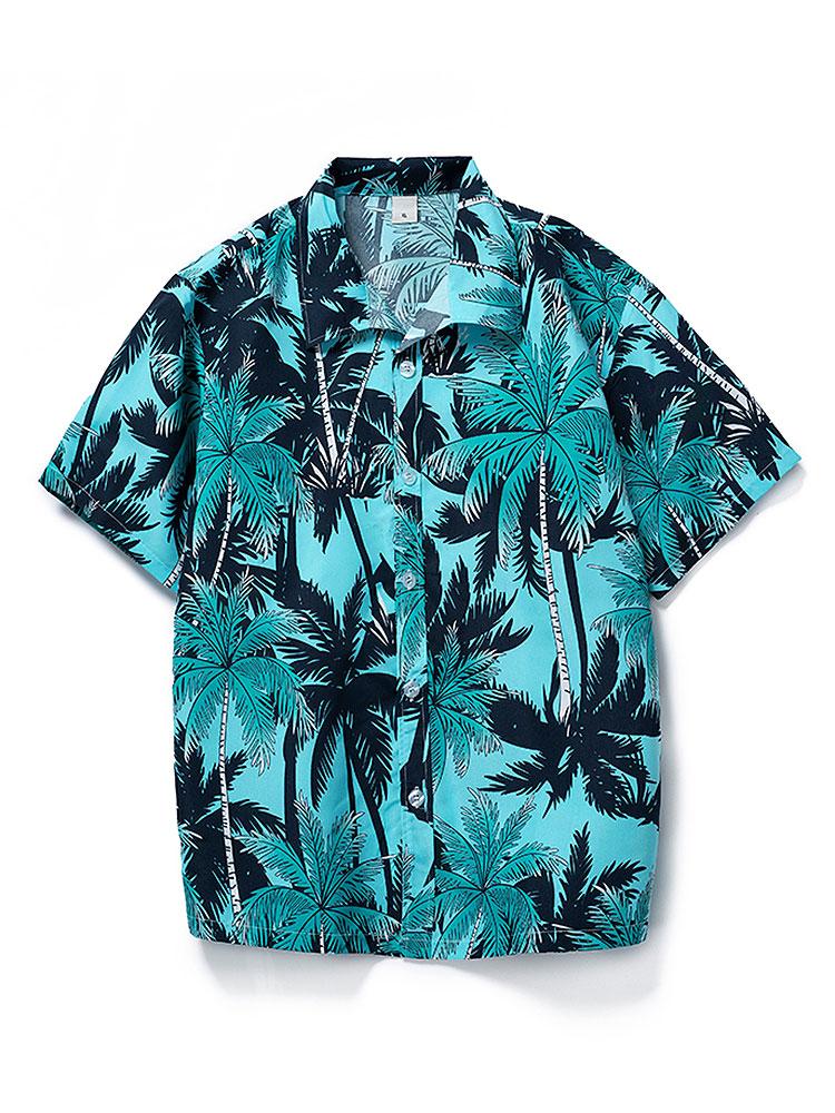 Tropical Print Shirt & Tropical Print Swim Shorts Set