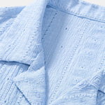 Geometric Jacquard Textured Cuban Shirt & Straight Leg Linen Pants Set
