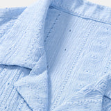 Geometric Jacquard Textured Cuban Shirt & Straight Leg Linen Pants Set