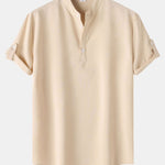 Short Sleeve Linen Henley Shirt
