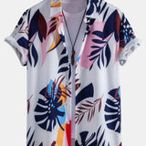 Leaf Color Block Print Shirt & Swim Short Set