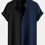 Two Tone Muscle Fit Ribbed Stand Collar Shirt