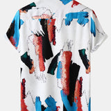 Colorful Brushstroke Print Button Up Shirt
