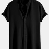 Muscle Fit Stand Collar Ribbed Shirt
