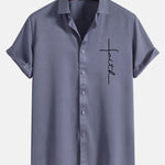 Faith Letter Print Button Up Shirt