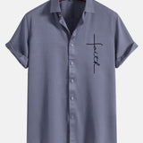 Faith Letter Print Button Up Shirt