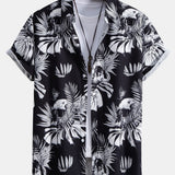 Skull Tropical Print Shirt & Swim Shorts Set