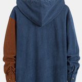 Relax Fit Two Tone Corduroy Hooded Shirt