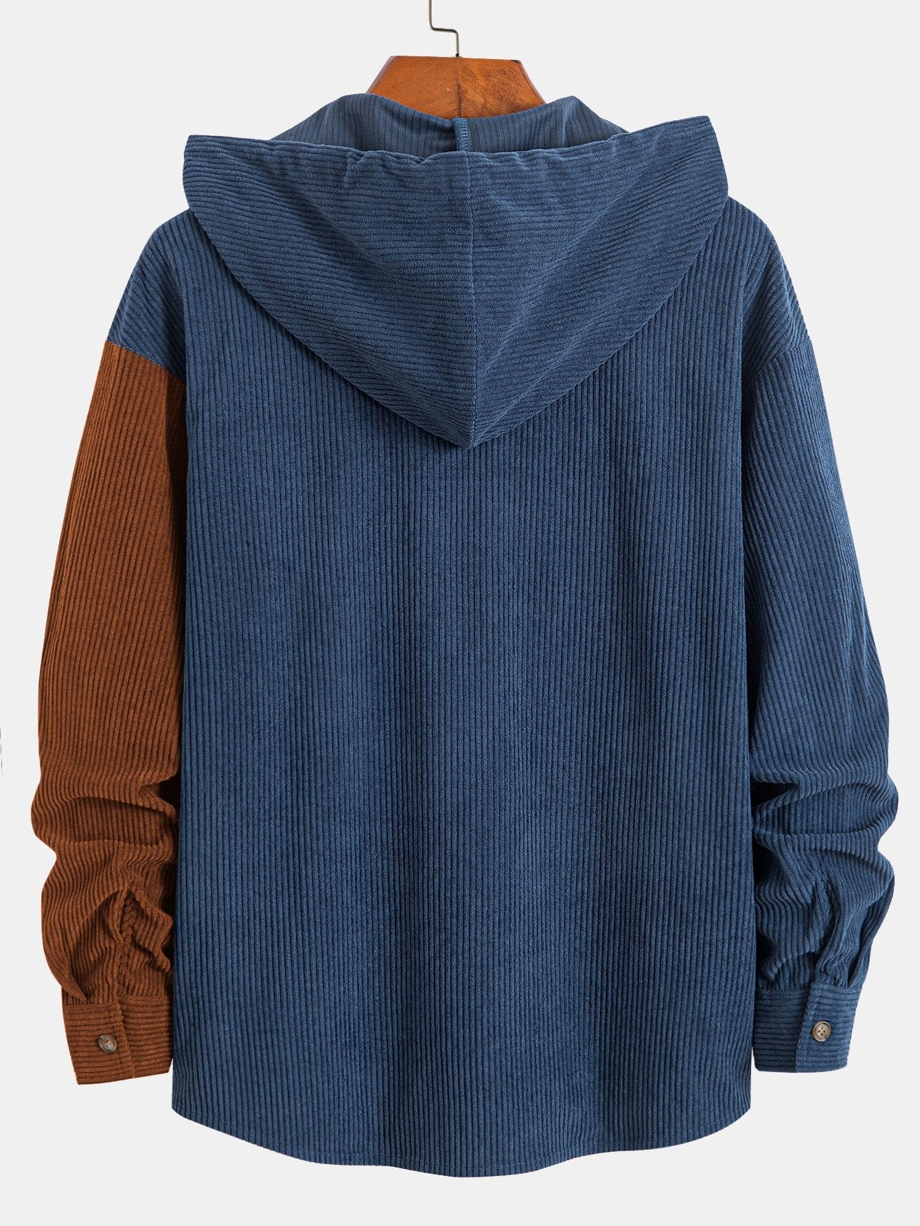 Relax Fit Two Tone Corduroy Hooded Shirt