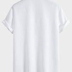 Short Sleeve Geometry Textured Cuban Shirt & Shorts Set