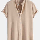 Muscle Fit Stand Collar Ribbed Shirt