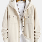 Fleece Lined Corduroy Hooded Overshirt