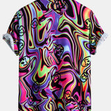 Colorful Fluid Smiley Print Button Up Shirt