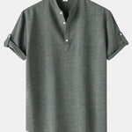 Short Sleeve Linen Henley Shirt