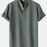 Short Sleeve Linen Henley Shirt