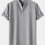 Short Sleeve Linen Henley Shirt