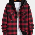 Fleece Lined Plaid Hooded Shirt