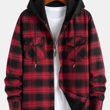 Fleece Lined Plaid Hooded Shirt