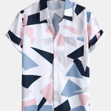 Geometric Print Button Up Shirt with Pocket