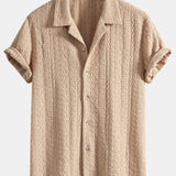 Geometric Jacquard Textured Cuban Shirt