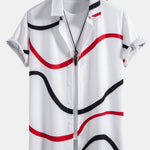 Line Print Shirt & Swim Shorts Set