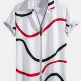 Line Print Shirt & Swim Shorts Set