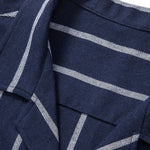 Cotton Blend Striped Cuban Shirt & Linen Cotton Blend Drawstring Shorts Set
