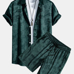 Paisley Print Satin Shirt & Shorts Set