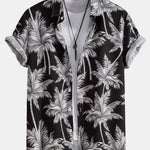 Palm Tree Print Shirt & Striped Swim Shorts Set