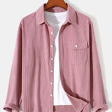 Long Sleeve Flap Pocket Corduroy Shirt