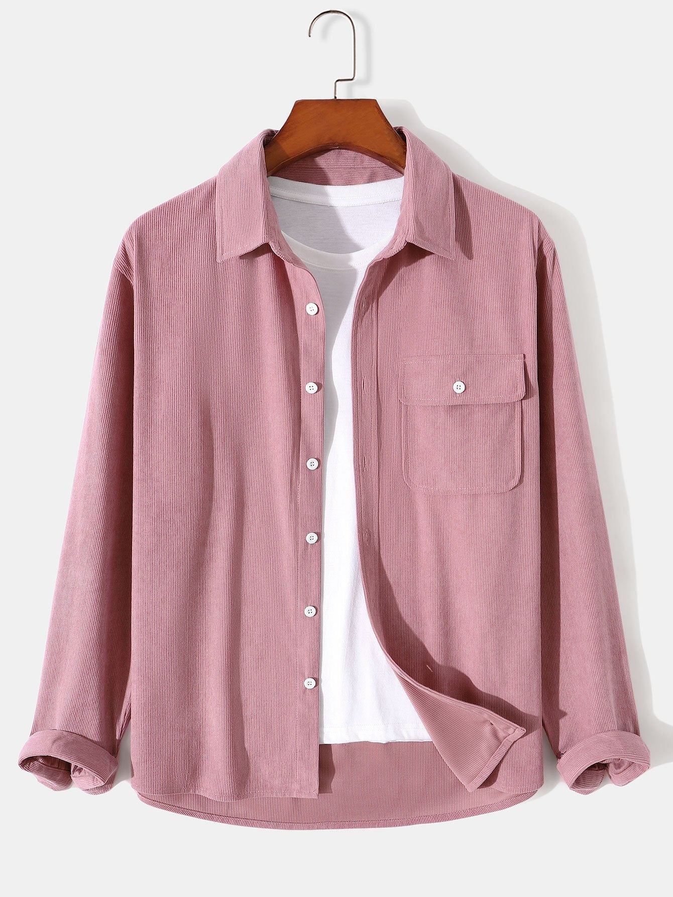 Long Sleeve Flap Pocket Corduroy Shirt