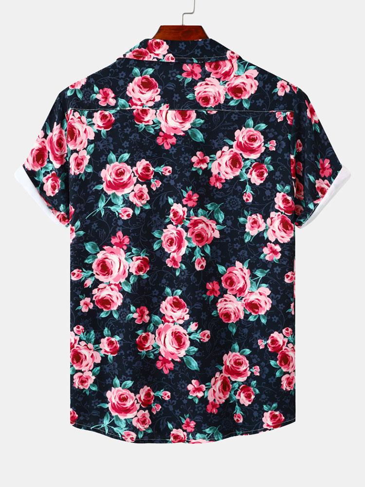 Rose Print Revere Shirt