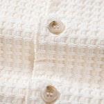 Short Sleeve Waffle Cuban Shirt & Straight Leg Linen Pants Set