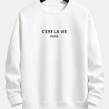 Paris Slogan Print Relax Fit Crew Neck Sweatshirt & Jogging Pants Set