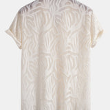 Jacquard Texture Cuban Shirt & Straight Leg Linen Pants Set