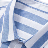 Striped Cotton Blend Shirt & Straight Leg Linen Pants Set