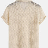 Wavy Jacquard Textured Cuban Shirt