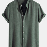 Stand Collar Textured Shirt