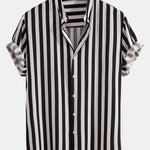 Striped Stand Collar Shirt & Swim Shorts Set