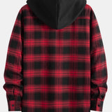 Fleece Lined Plaid Hooded Shirt