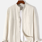 Long Sleeve Stand Collar Corduroy Shirt