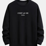 Paris Slogan Print Relax Fit Crew Neck Sweatshirt & Jogging Pants Set