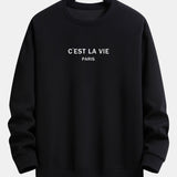 Paris Slogan Print Relax Fit Crew Neck Sweatshirt & Jogging Pants Set