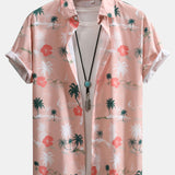 Tropical Plants Print Button Up Shirt