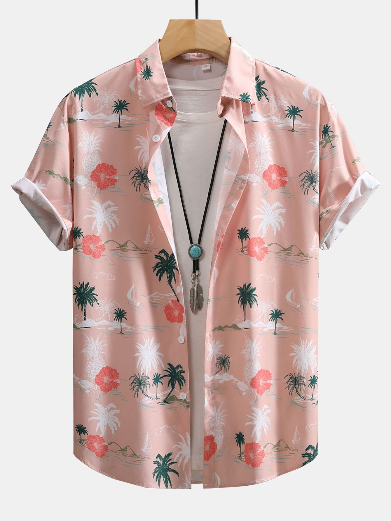 Tropical Plants Print Button Up Shirt