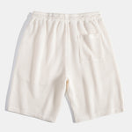 Contrast Knit Waffle Johnny Collar Polo & Drawstring Knitted Waffle Shorts Set