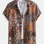 Paisley Patchwork Print Shirt & Corduroy Shorts Set