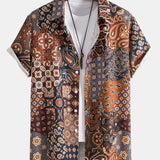 Paisley Patchwork Print Shirt & Corduroy Shorts Set